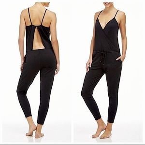 Fabletics Black Open Back Bordeaux Jumpsuit